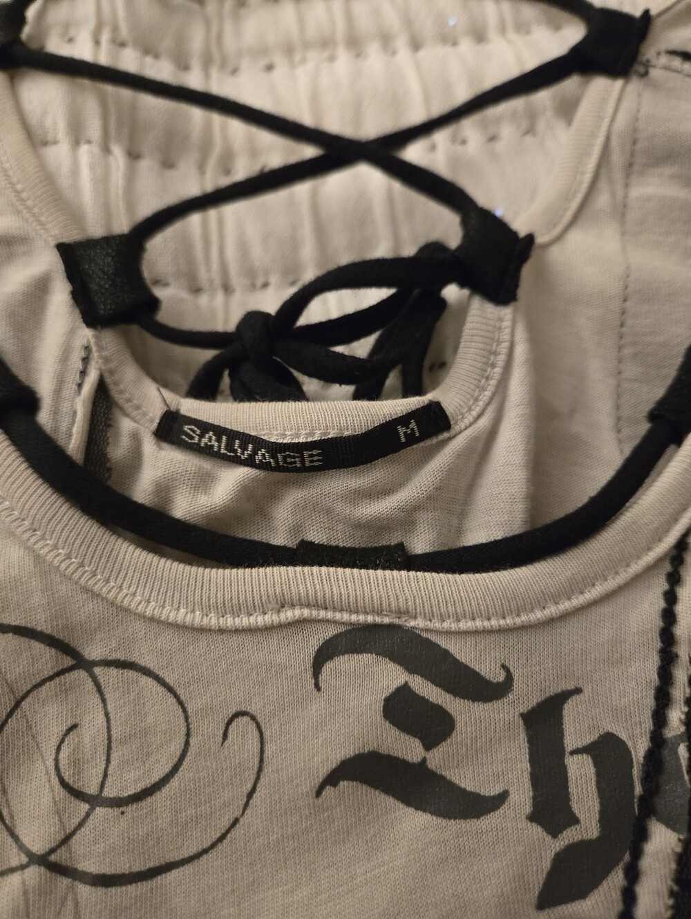 Salvage Cream and Black Studded Graphic Mini Dress - Picture 7 of 9